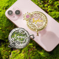 Personalizada Buena Bruja y Malvada Bruja Diseño Mágico Glitter líquido acrílico Magsafe Teléfono Agarre Soporte con Nombre Regalo de Cumpleaños para Mujeres Amigos