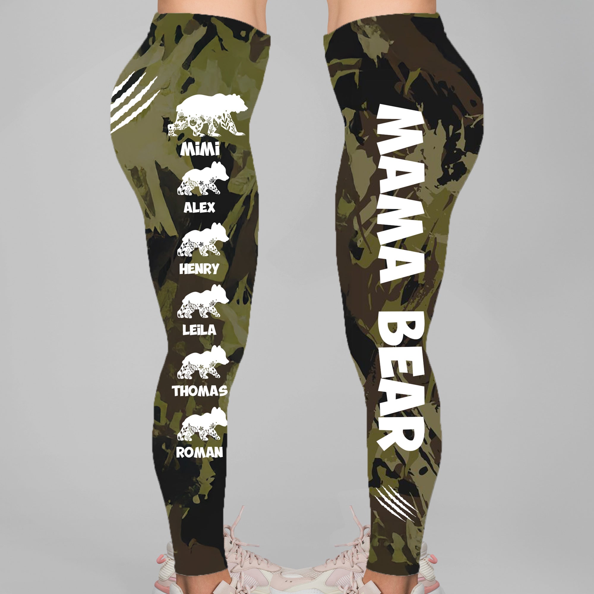 Leggings elásticos personalizados para abuela, mamá y bebé con nombre Día de la Madre Regalo de cumpleaños para mujeres amantes del yoga