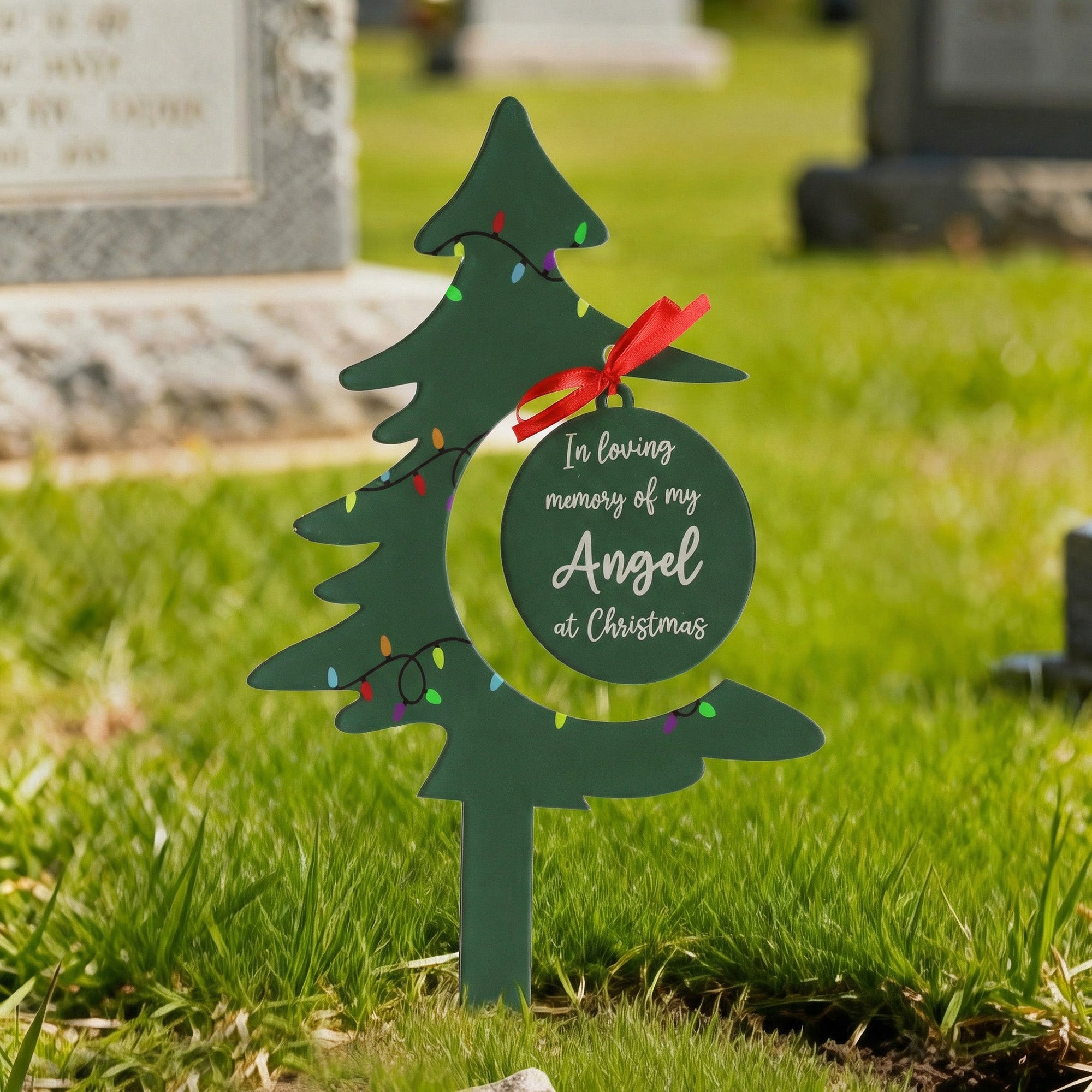 Árbol de Navidad personalizado Acrílico Memorial Grave Marker con nombre Decoración de tumba Día de los Caídos Simpatía Regalo por la pérdida de amor