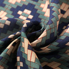 Geometric Islamic Scarf – Blue, Green & Beige Pattern, 100% Modal - Ziyarat