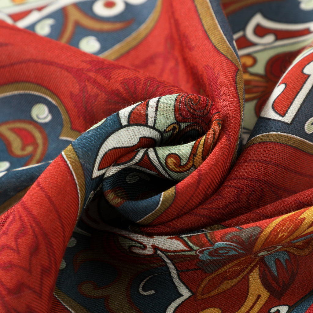 Isfahan-Inspired Red & Blue Scarf – 100% Modal