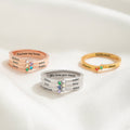 Personalizado 1-8 Birthstones Anillo con Nombre Grabado Dainty Mujeres Joyería Cumpleaños Día de la Madre Regalo para Mamá Abuela