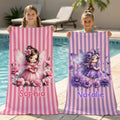 Toalla de playa personalizada de secado rápido con nombre Fiesta en la playa Regalo de cumpleaños para niña
