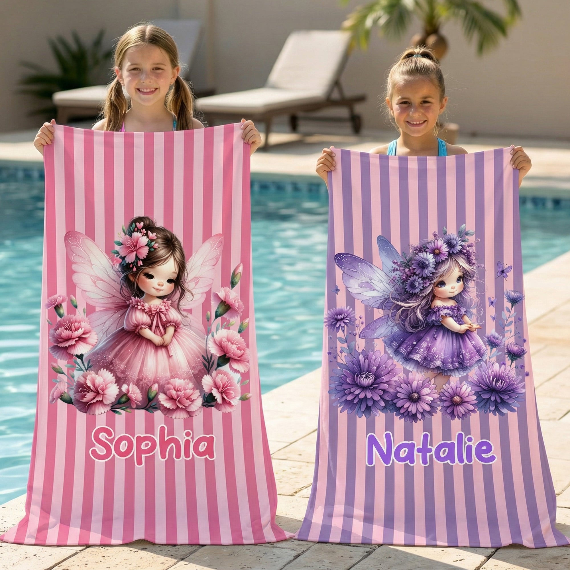 Toalla de playa personalizada de secado rápido con nombre Fiesta en la playa Regalo de cumpleaños para niña