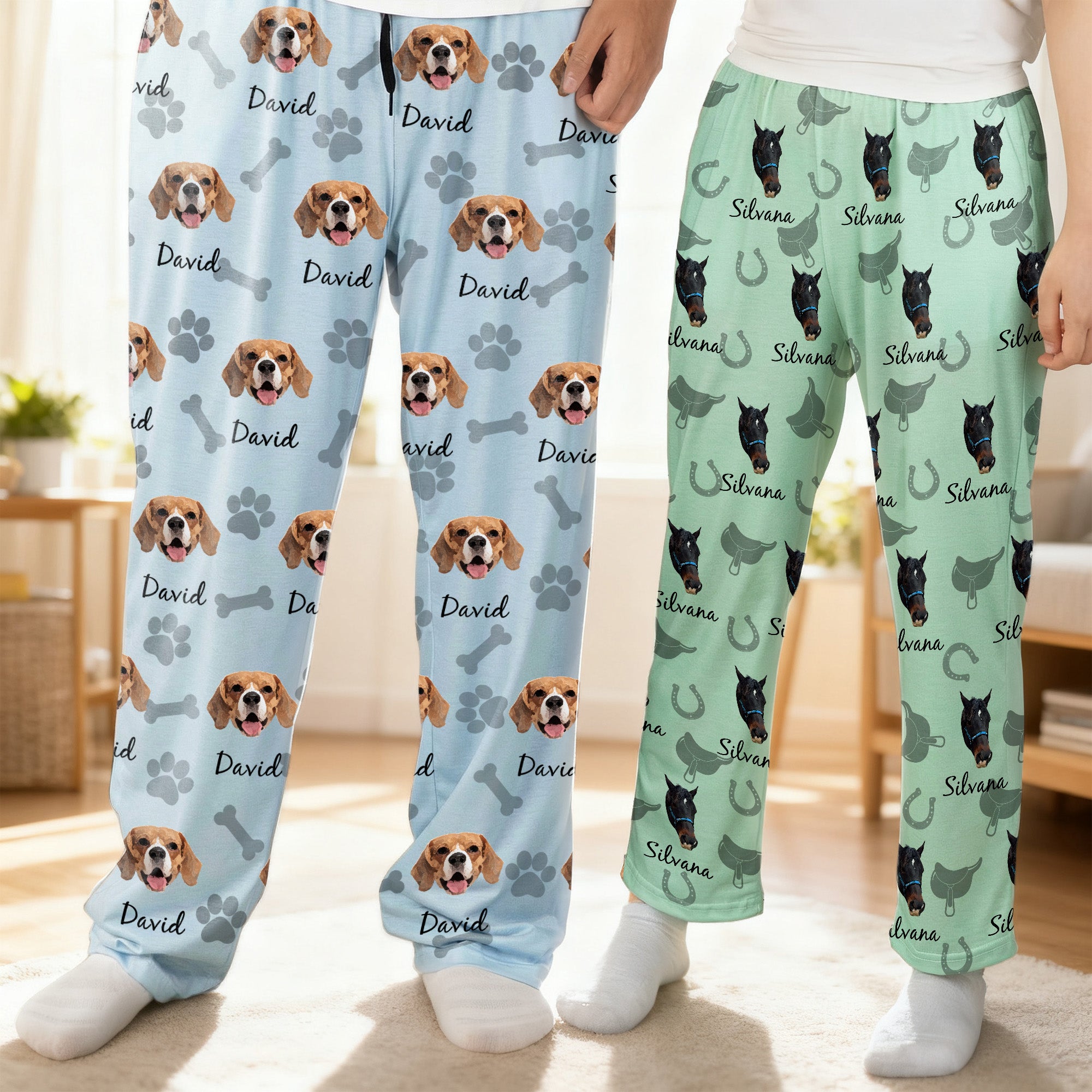 Personalizado Paw Print Carrot Pet Photo Soft Skin-Friendly Pijama Pants with Name Birthday Gift for Family Friends Pet Lovers