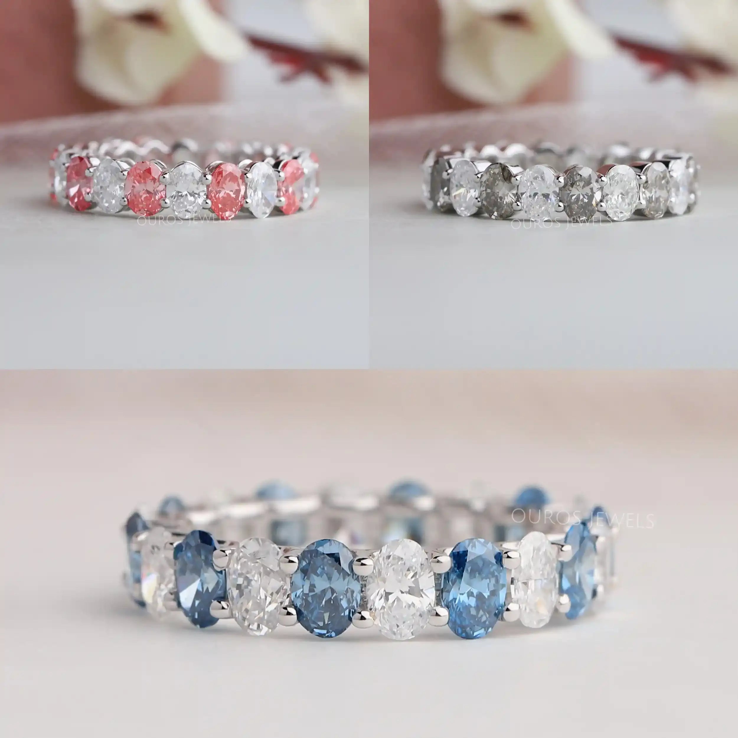 Oval Cut Lab Grown Diamond Full Eternity Wedding  Band