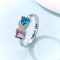 Personalizado Corazón Piedras de Nacimiento Infinito Anillo con nombres grabados y Texto Cumpleaños Aniversario Compromiso Regalo para Mujeres