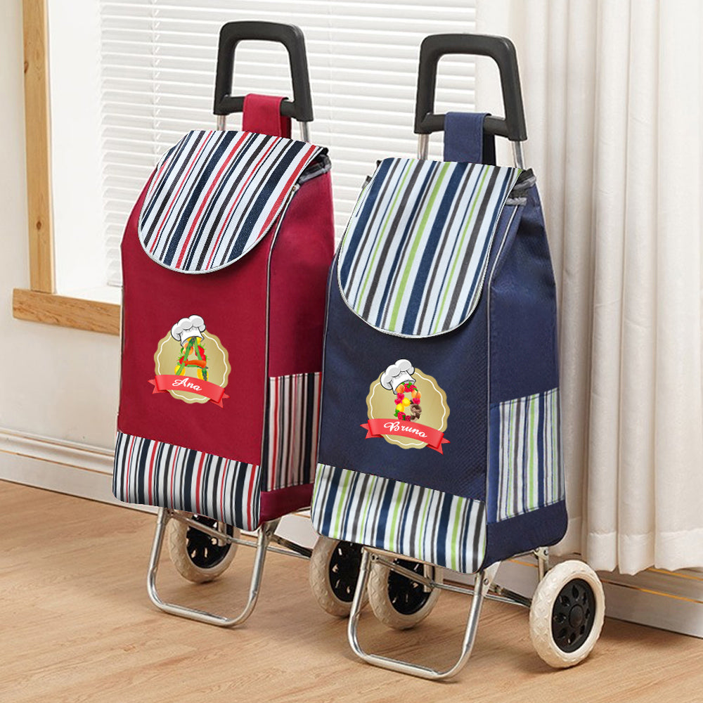Bolsa personalizada para carrito de compras con nombre y inicial sombrero de chef accesorio de compras regalo de cumpleaños para la familia
