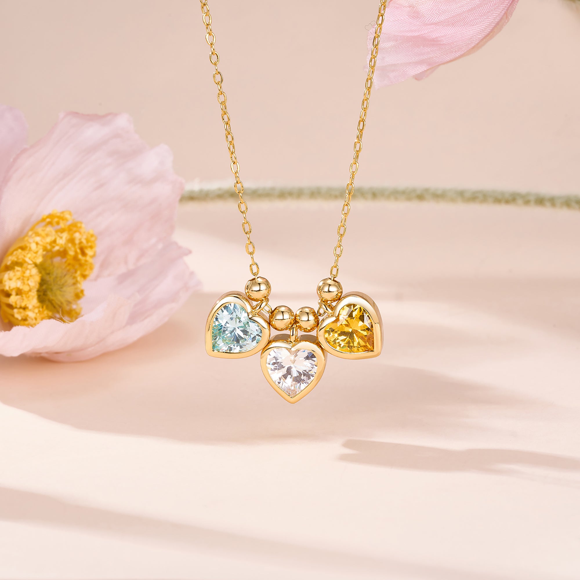 Personalizado 1-6 Corazón Birthstones Collar Dainty Joyería Cumpleaños Día de la Madre de regalo para las mujeres