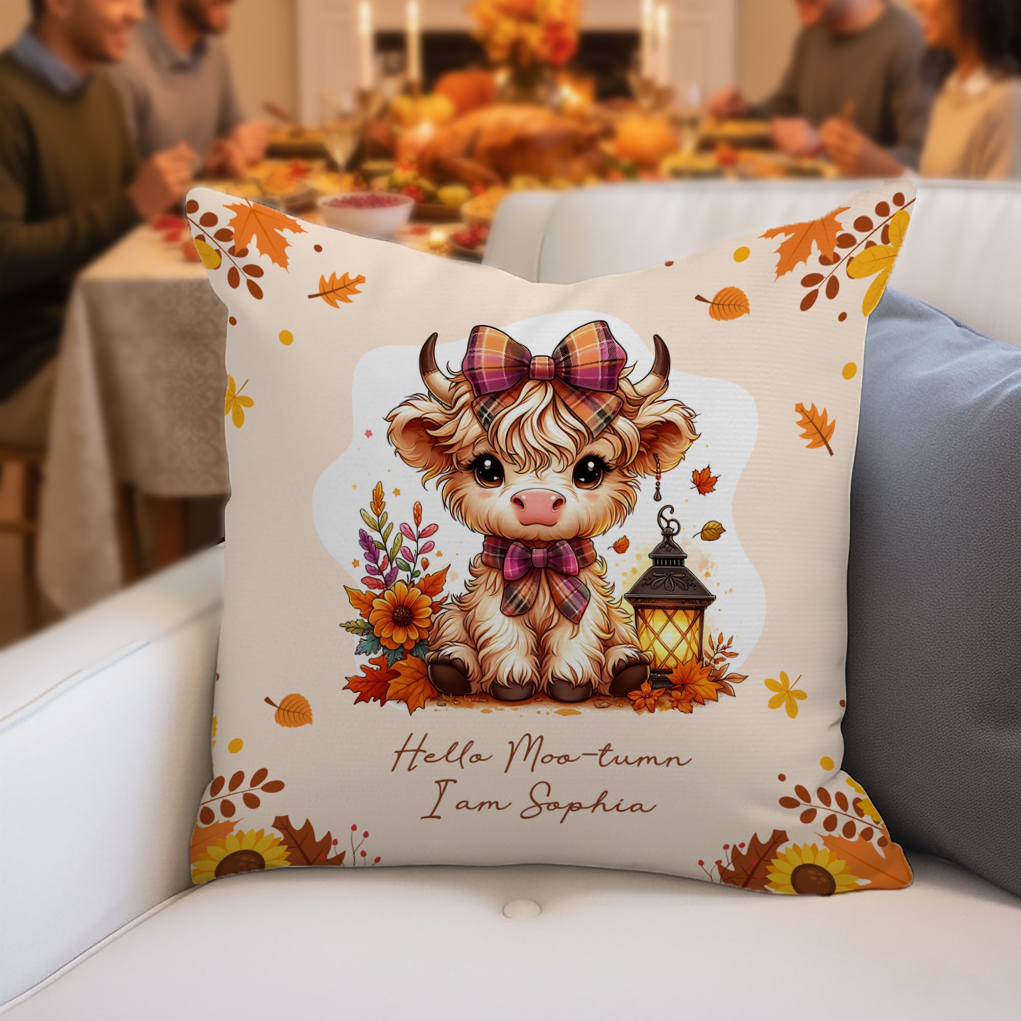 Almohada personalizada con nombre para el Día de Acción de Gracias, Cumpleaños y Día de Acción de Gracias para la familia y los niños