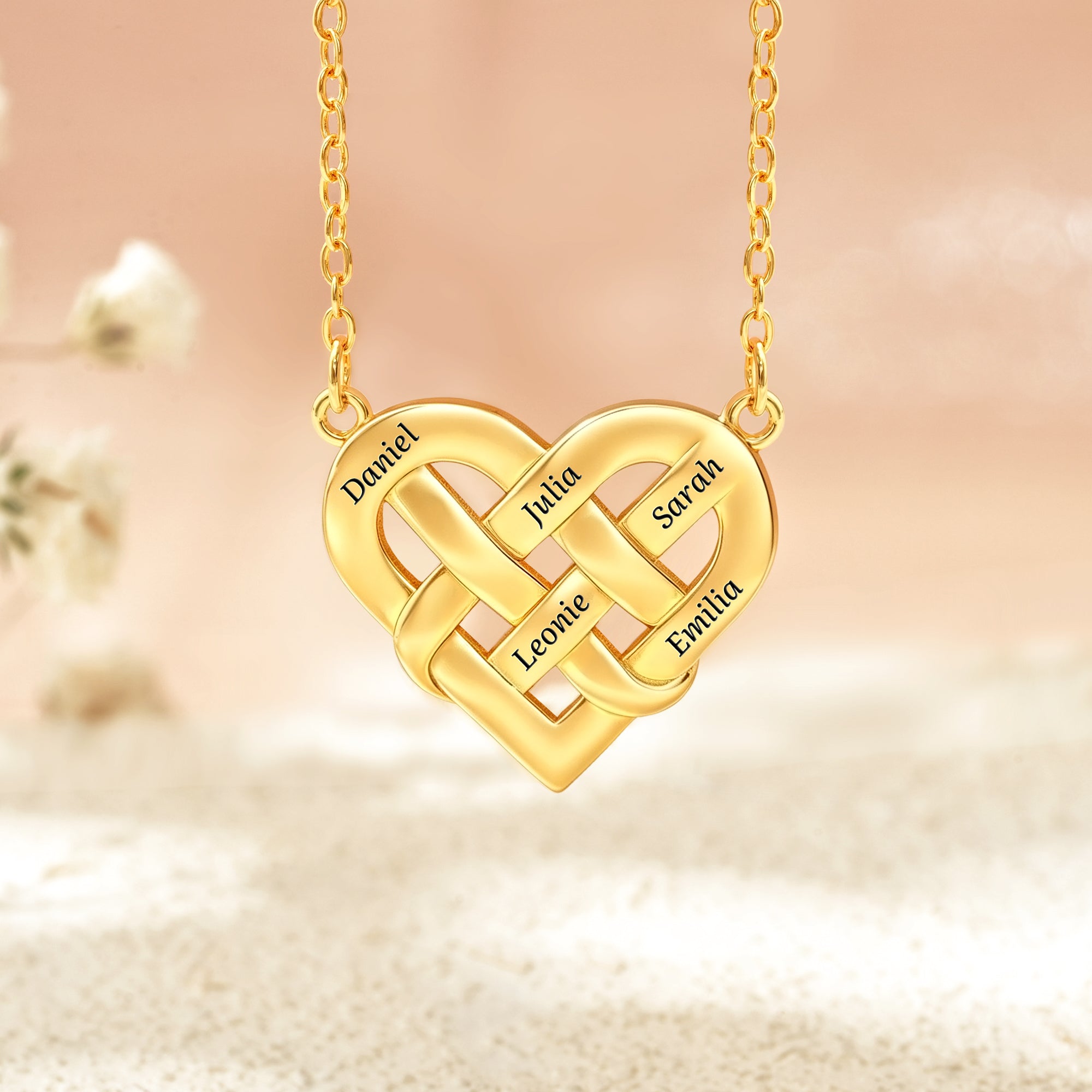 Collar Colgante Corazón Entrelazado Personalizado con 1-5 Nombres Grabados Día de la Madre Cumpleaños Aniversario Regalo para Mamá Abuela