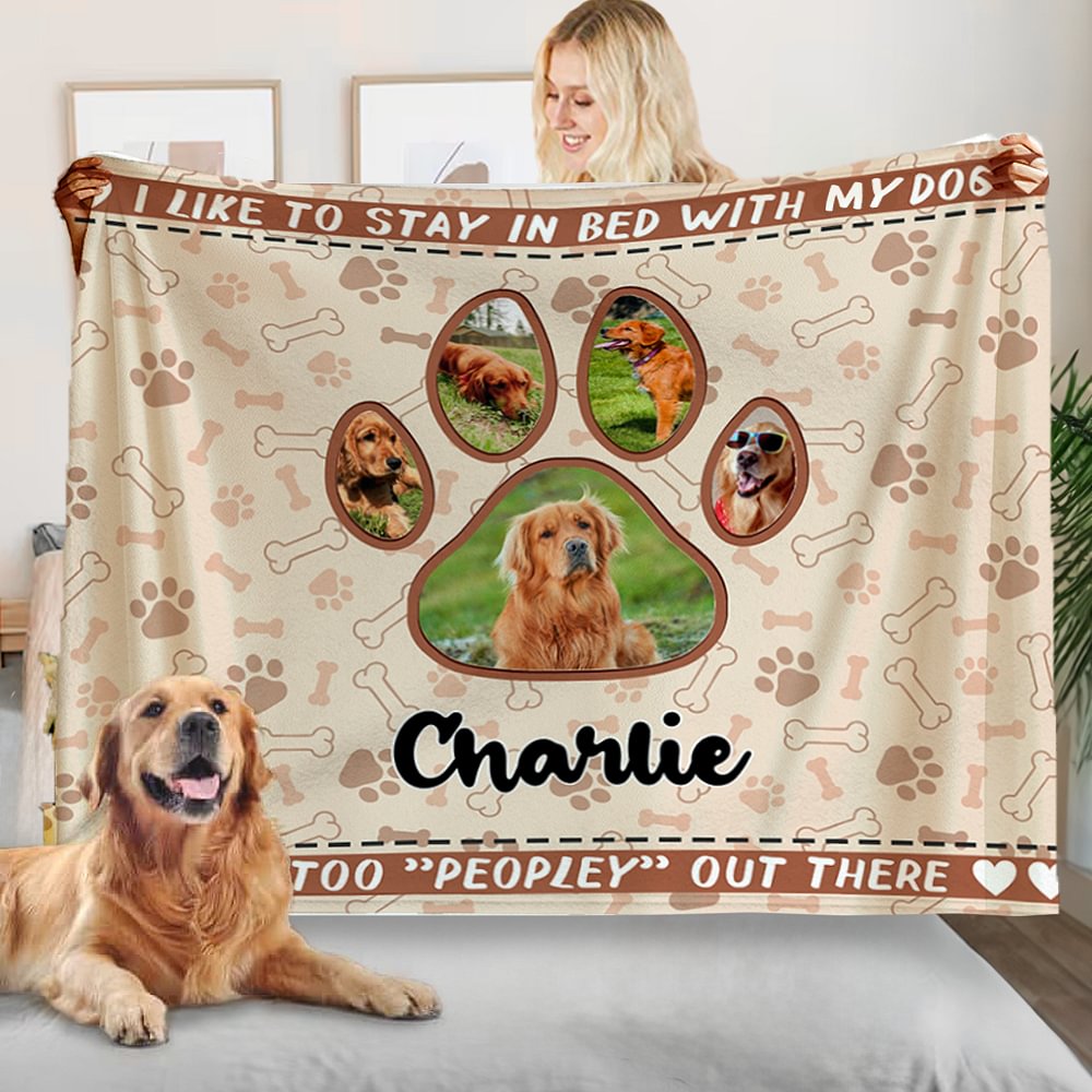 Manta suave con nombre para mascotas con diseño fotográfico de huellas personalizadas Decoración del hogar Regalo de cumpleaños para dueños de mascotas