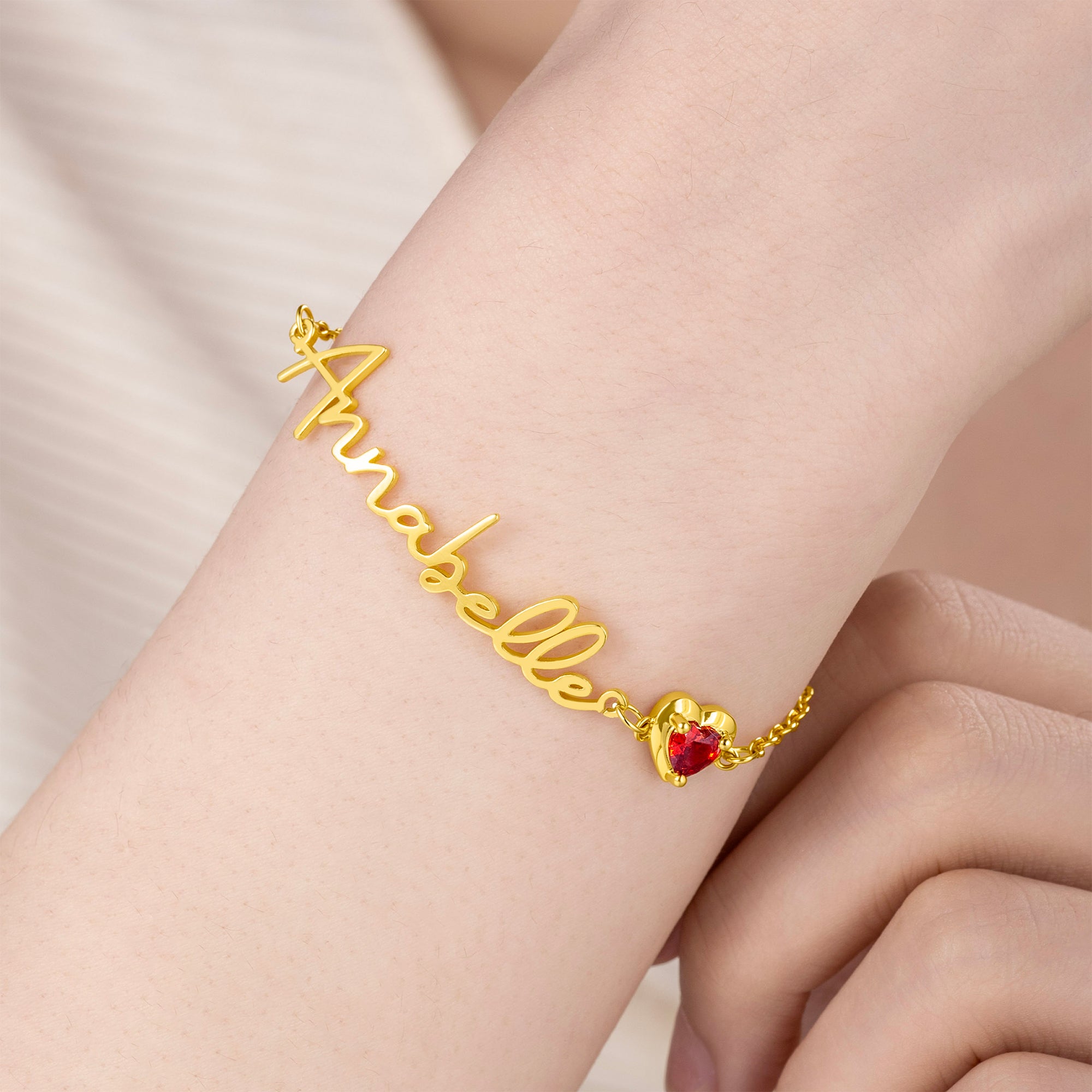 Personalizada Pulsera Corazón Piedra de Nacimiento con Nombre Dainty Jewelry Valentine's Day Mother's Day Birthday Gift for Couples Moms