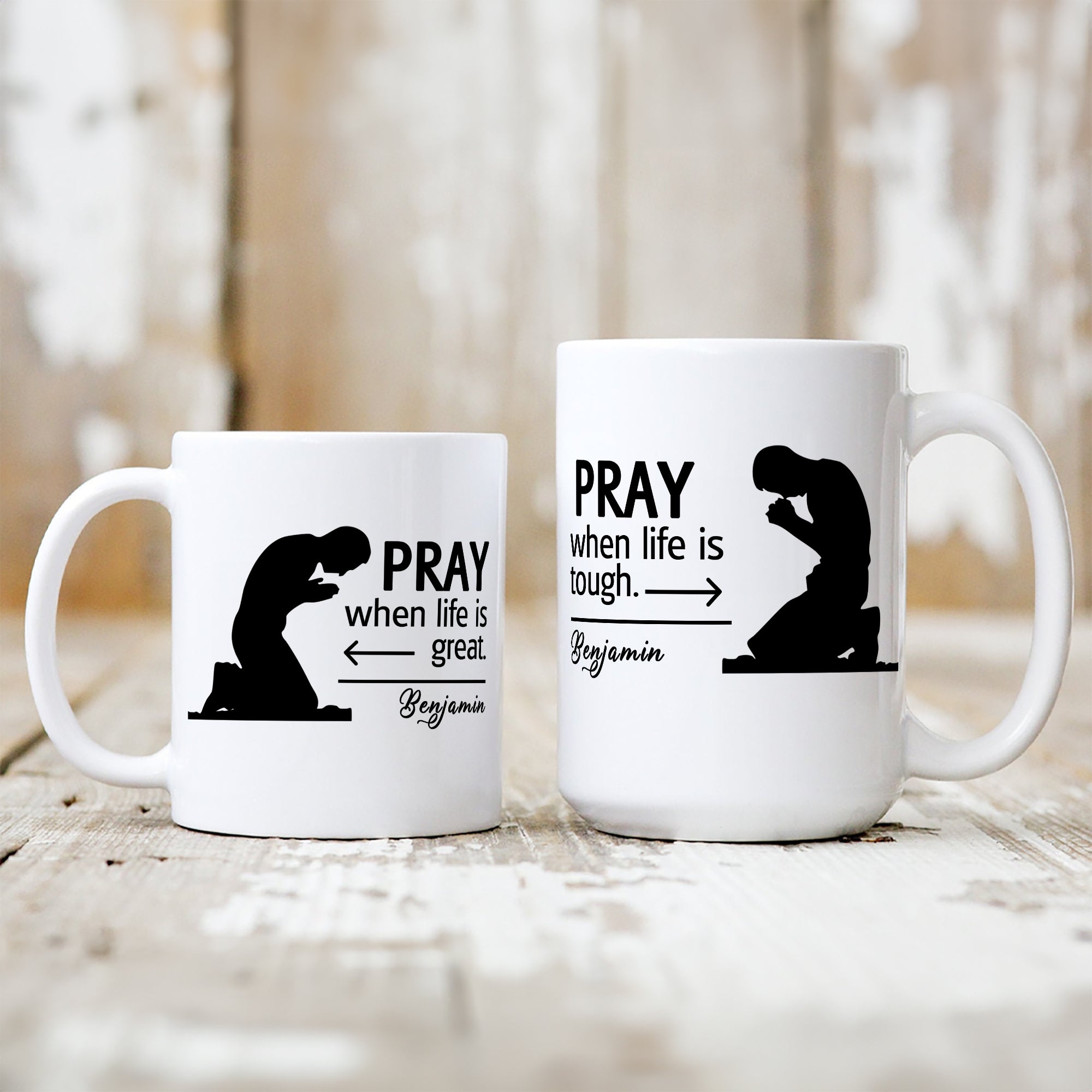 Oración personalizada 11 oz 15 oz Taza de café de cerámica con nombre de uso diario Decoración del Hogar Bautizo Regalo para Cristiano