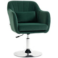 Velvet Swivel Accent Chair with Adjustable Height & Lumbar Support, Dark Green