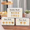 Personalizado lindo 1-12 de dibujos animados galletas galleta caja de almacenamiento de estaño con los nombres del Día de la Madre Festival de Favores del partido Regalo para la abuela mamá