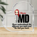 Personalizada de dibujos animados médicos de caracteres cuadrados de la placa de acrílico del corazón con el nombre de escritorio Decoración de cumpleaños Agradecimiento Inspirational regalo para el p