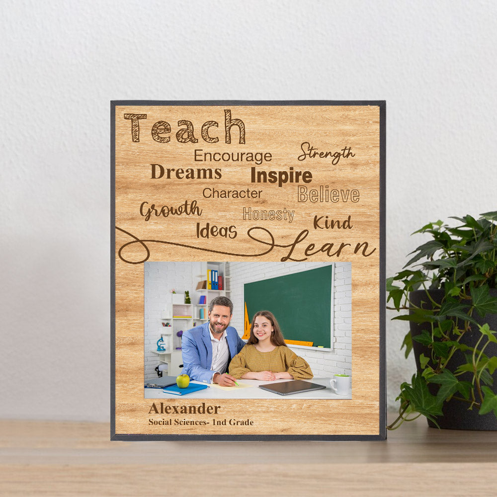 Portarretrato de madera personalizado con texto de agradecimiento por la vuelta al cole Regalo del Día del Profesor para el profesor