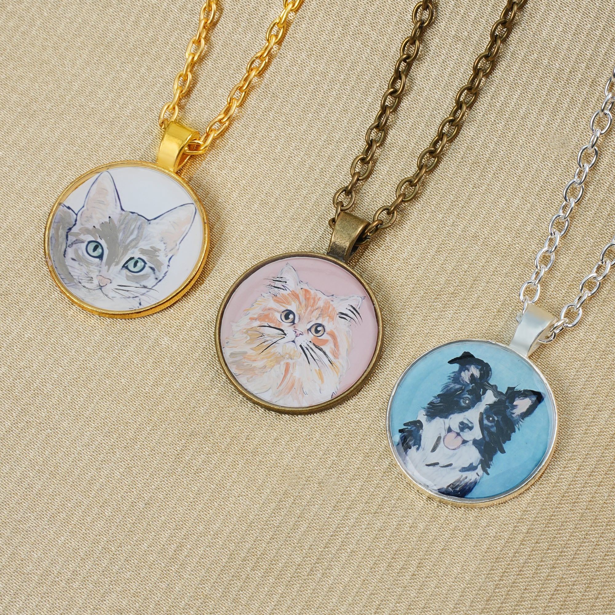 Personalizada acuarela dibujada a mano en miniatura mascota Foto Pintura Collar Cumpleaños Memorial Navidad Regalo para los amantes de las mascotas Propietarios