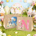 Conejito de acuarela personalizado Globo Bolsa de yute con inicial y nombre Fiesta de caza del huevo Regalo de Pascua para niños