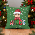 Funda de almohada infantil personalizada con sombrero de Papá Noel y nombre Decoración del hogar Regalo de Navidad para familiares y amigos