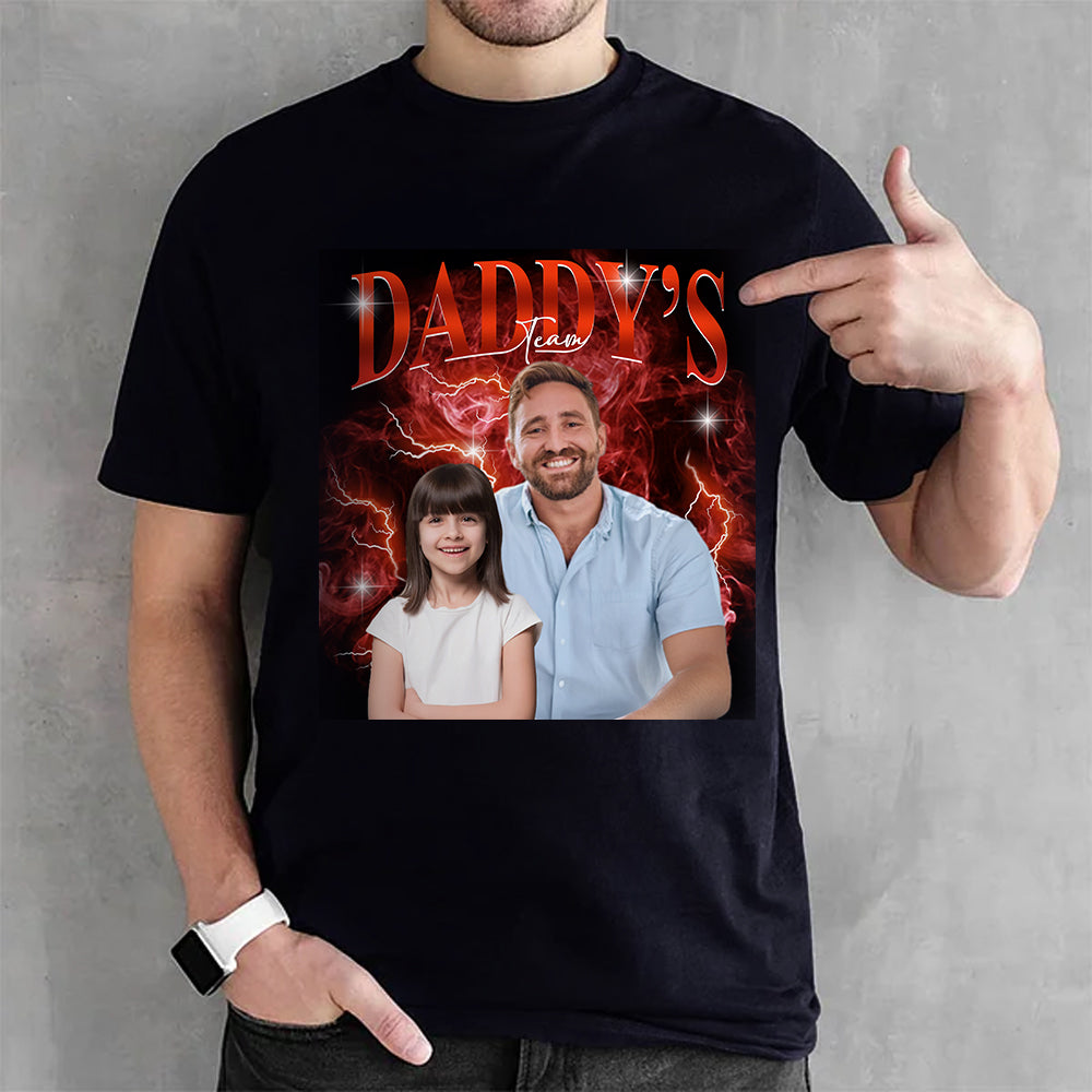 Camiseta personalizada con foto estilo retro con nombre y 1-5 fotos de niños Regalo de cumpleaños para el Día del Padre para hombre