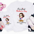 Mamá personalizada Hugs Baby 100% Algodón Camiseta a juego con nombres y fecha Primer regalo del Día de la Madre para recién nacido Nueva mamá