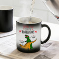 Taza de café de cerámica termocrómica de 12 oz personalizada con el nombre Divertido diseño de dinosaurio Cumpleaños Día de San Valentín Regalo para pareja