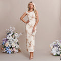 Bridal Wedding Dress Champagne Sleeveless Long Asymmetrical Bodycon Sequin
