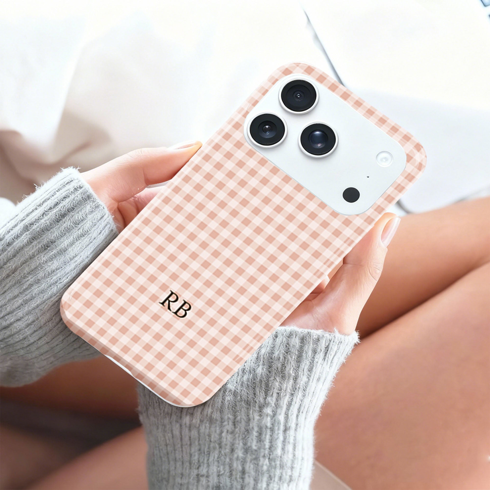 Bohemian Plaid Name Funda personalizada para iPhone o Samsung Uso diario Regalo de cumpleaños para un amigo de la familia