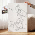 Personalizado en blanco y negro de línea de dibujo Impresiones en lienzo Cumpleaños Día de la Madre de regalo para la pareja