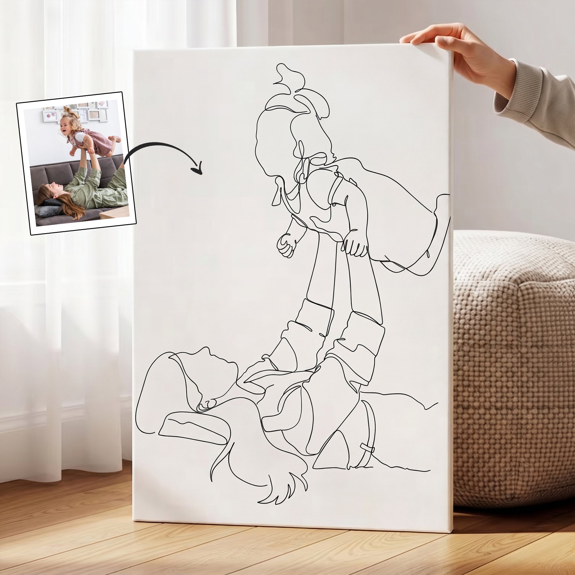 Personalizado en blanco y negro de línea de dibujo Impresiones en lienzo Cumpleaños Día de la Madre de regalo para la pareja