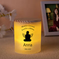 Personalizado Ángel Wing Silueta LED Tarro de vela con el título Nombre y Fecha Simpatía Memorial Gift for Loss of Loved One