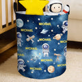 Cohete espacial personalizado Cesta de almacenaje impermeable con asa y nombre Regalo de inauguración de la casa Cumpleaños para niños Niños