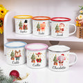 Taza esmaltada personalizada con el nombre de un simpático animal en un árbol de Navidad 12 oz Regalo de Navidad para Niños Niñas