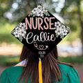Estetoscopio Personalizado Flor de Cerezo Enfermera BSN ADN Gorro de Graduación Decoración con Nombre y Año Regalo de Graduación para Graduados Médicos
