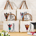 Personalizado Nacimiento Flor Mariposa Graduado Asa de cuero Bolsa de lona grande con nombre y año Felicitación Regalo de graduación para las mujeres