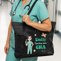 Enfermera personalizada Personaje de dibujos animados Bolsa Oxford grande con bolsillo de malla y nombre Regalo de agradecimiento de la semana de la enfermera para el personal médico