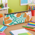 Estuche Personalizado Flor Danesa con Nombre Material Escolar Portátil Regalo de Vuelta al Cole para Niños Estudiantes