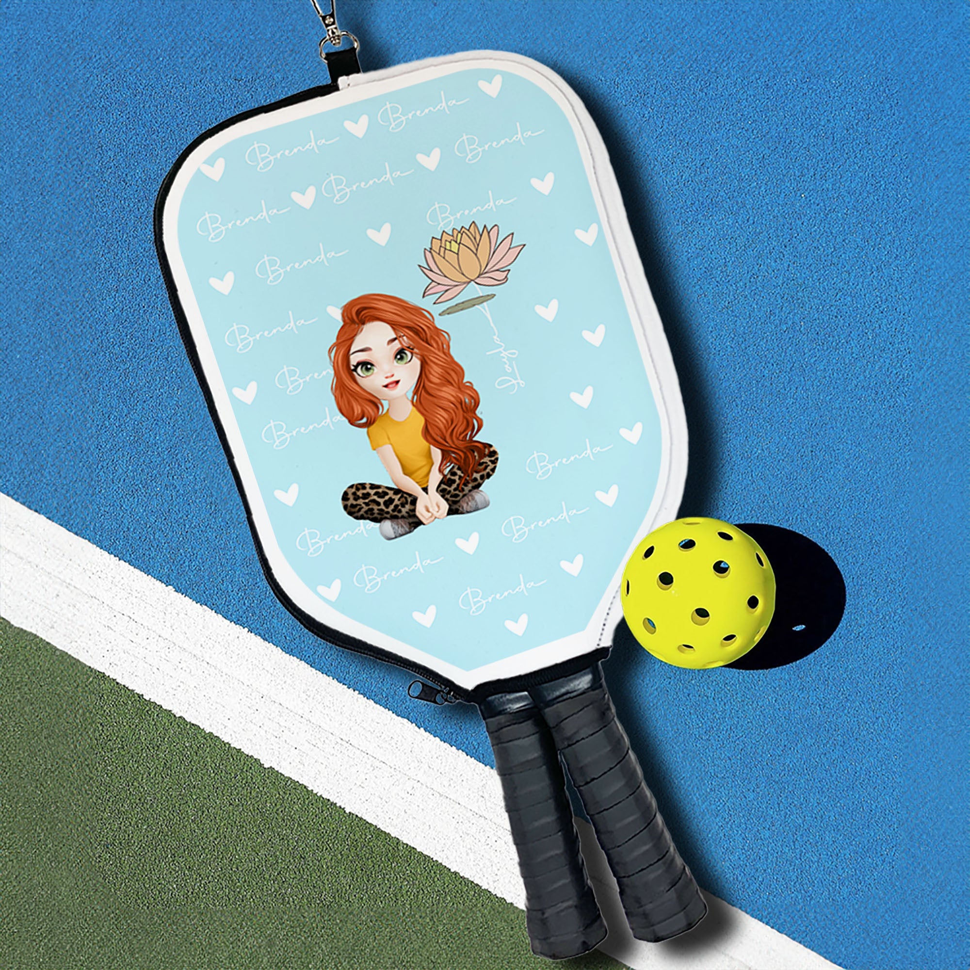 Funda protectora con cremallera para pala de pádel con nombre y clip para colgar regalo de cumpleaños para los amantes del pádel