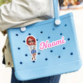 Personalizado Cartoon Nombre del personaje Texto Bolsa de acrílico Charm Accesorios para Bogg Fiesta en la playa Vacaciones Cumpleaños Regalo para las mujeres