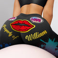 Personalizado Amor Labio Rojo Stretch Leggings Pantalones de Yoga con Nombre Día de San Valentín Aniversario Regalo para Esposa Novia