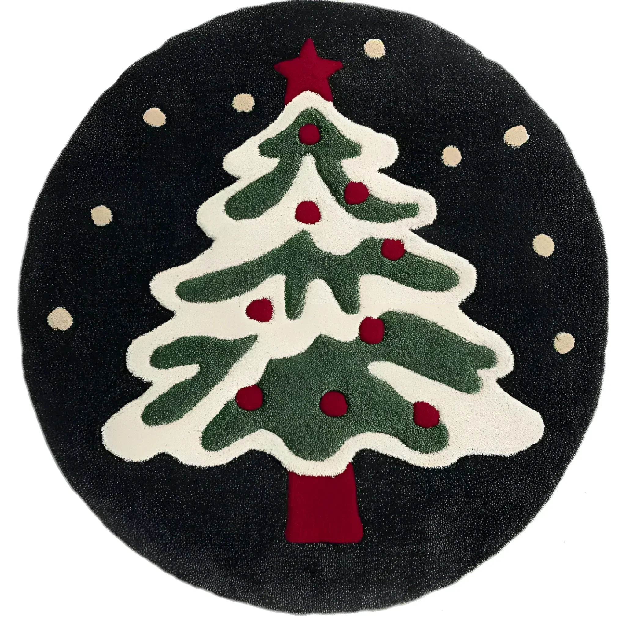 Festive Evergreen Round Hand Tufted Rug
