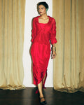 Cherry Red Bolero Jacket With Bustier And Daria Skirt By KYNAH, Luxury Indian Fashion & Bridal Wear