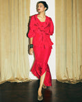 Cherry Red Virna Jacket With Daria Skirt By KYNAH, Luxury Indian Fashion & Bridal Wear