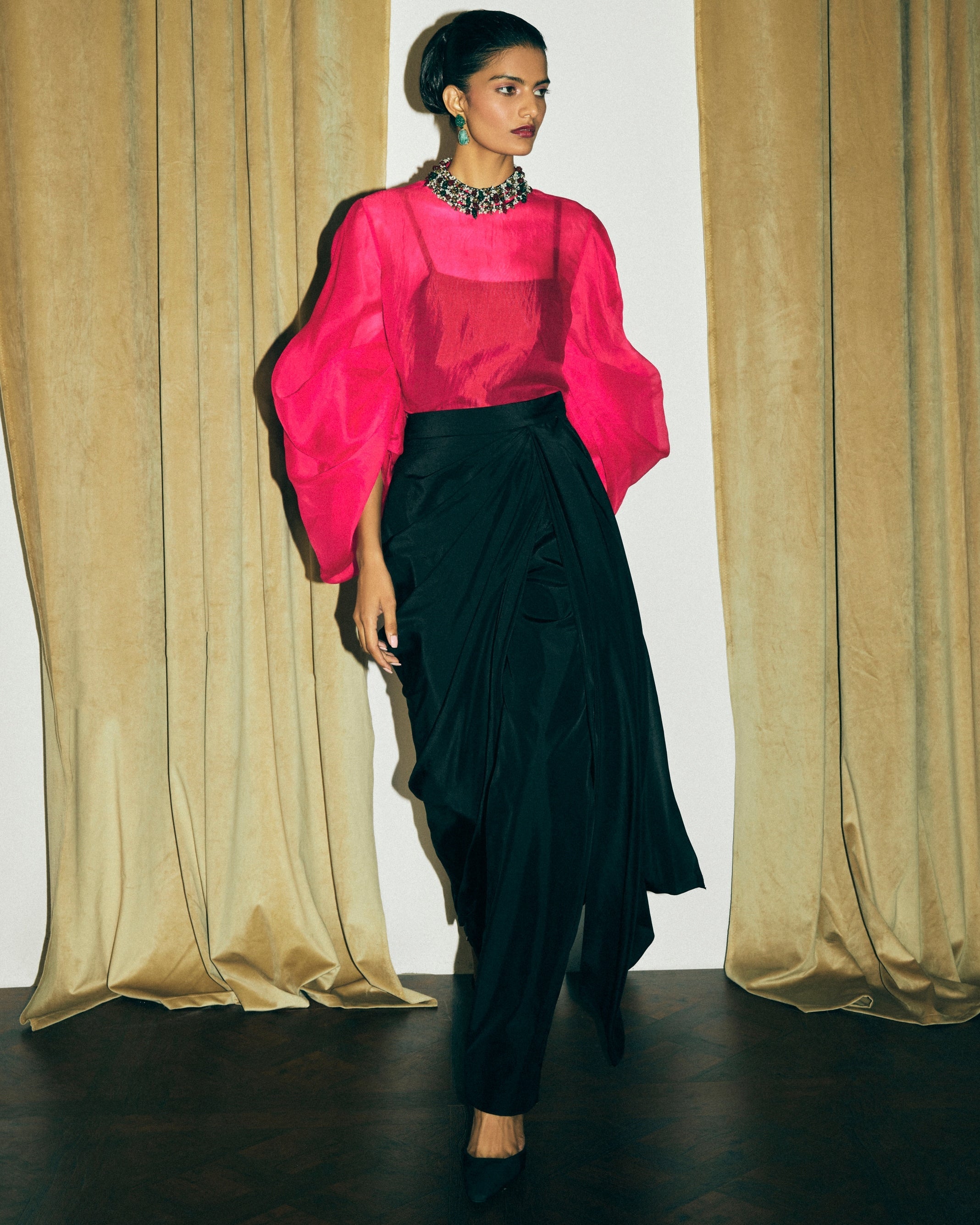 Colette Choker Shirt With Slip By KYNAH, Luxury Indian Fashion & Bridal Wear
