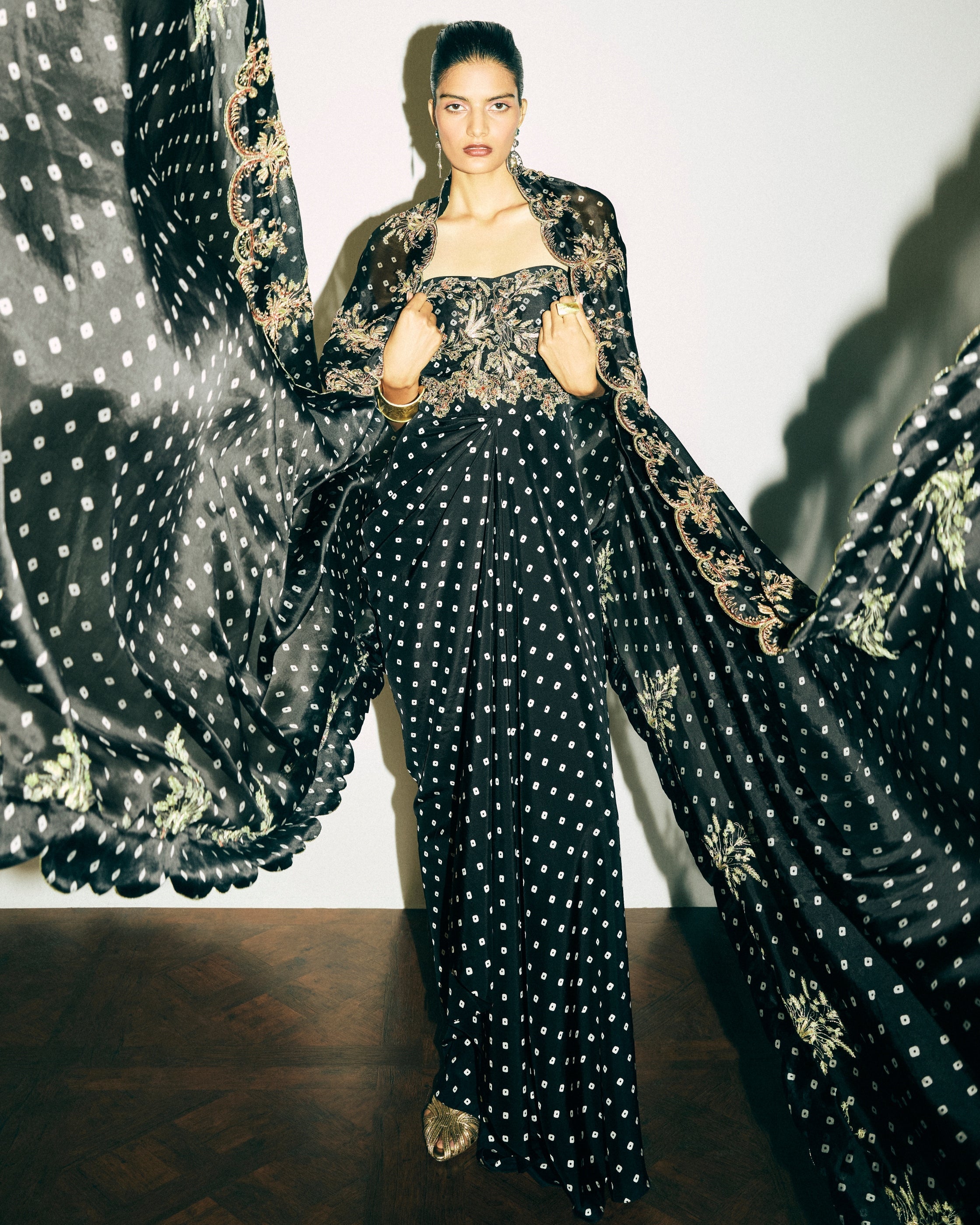 Solene Dress With Venetia Cape By KYNAH, Luxury Indian Fashion & Bridal Wear