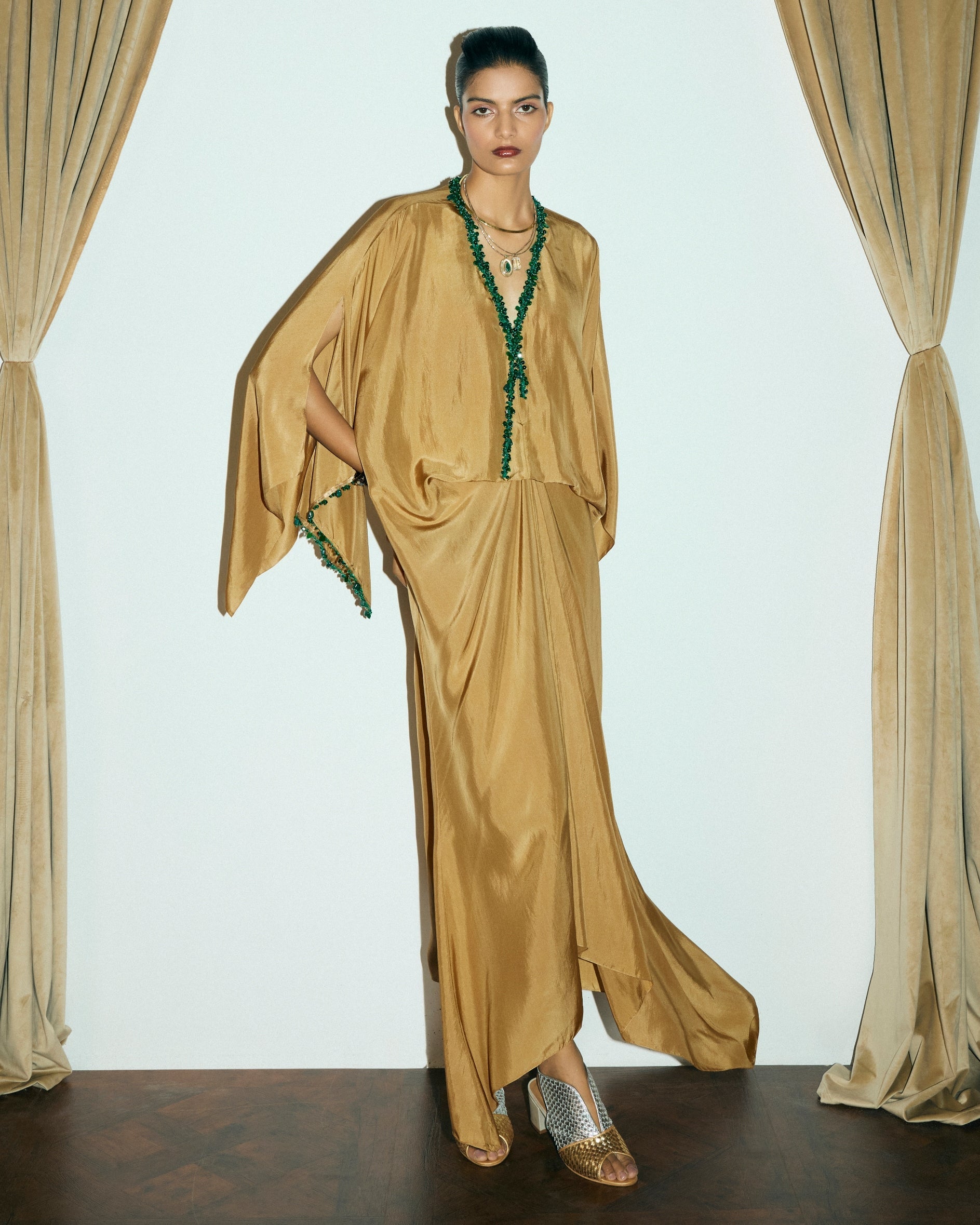 Gold Levy Dress By KYNAH, Luxury Indian Fashion & Bridal Wear