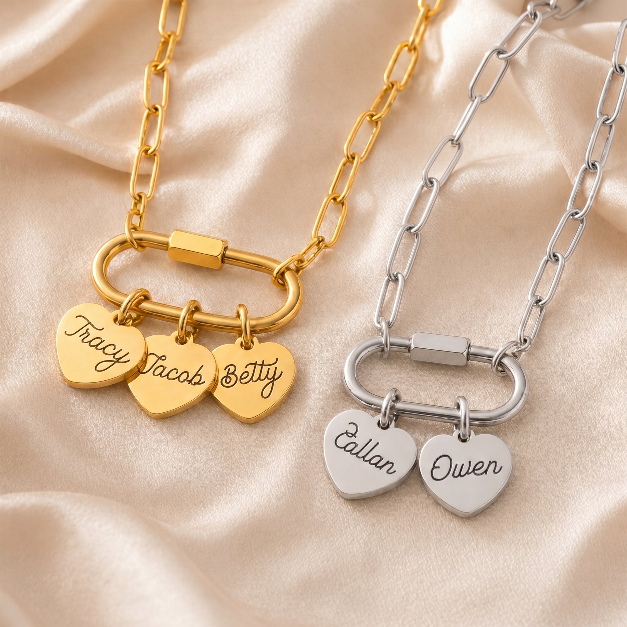 Personalizado Múltiple Corazón Nombre Clip Collar Exquisita Joyería Cumpleaños Día de la Madre Aniversario Regalo para Mujer Mamá