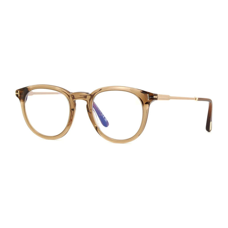 Tom Ford FT5905-B020 Round Clear Blue Light Block Eyeglasses — Brown